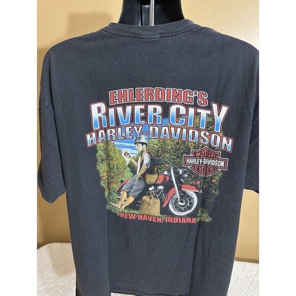 Harley Davidson Ehlerdings River City New Haven Indiana 2 Sided Tee Men’s XL - Picture 7 of 14